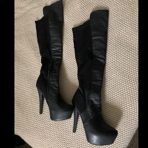 Black Thigh High Boots